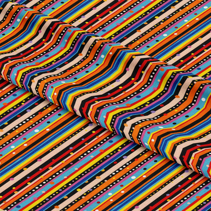 Colorful Stripes and Dots Pattern 3 Quilting Cotton Fabric
