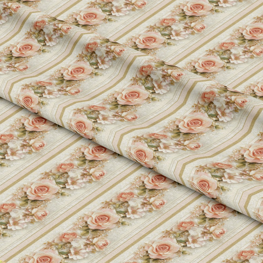 Floral Stripes Pattern 1 Quilting Cotton Fabric