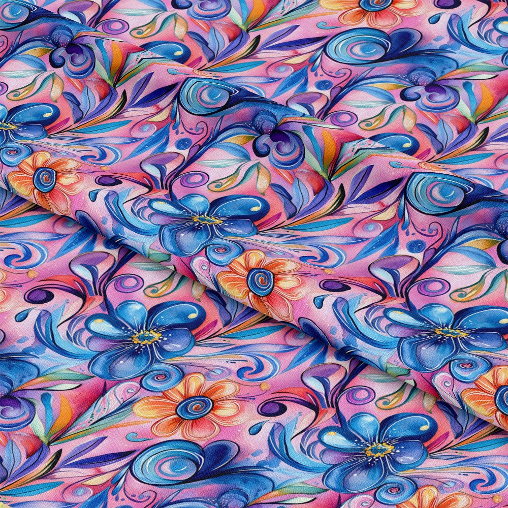 Vibrant Abstract Floral Art Pattern 6 Quilting Cotton Fabric