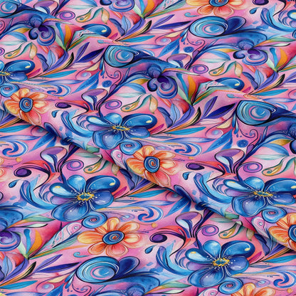 Vibrant Abstract Floral Art Pattern 6 Quilting Cotton Fabric