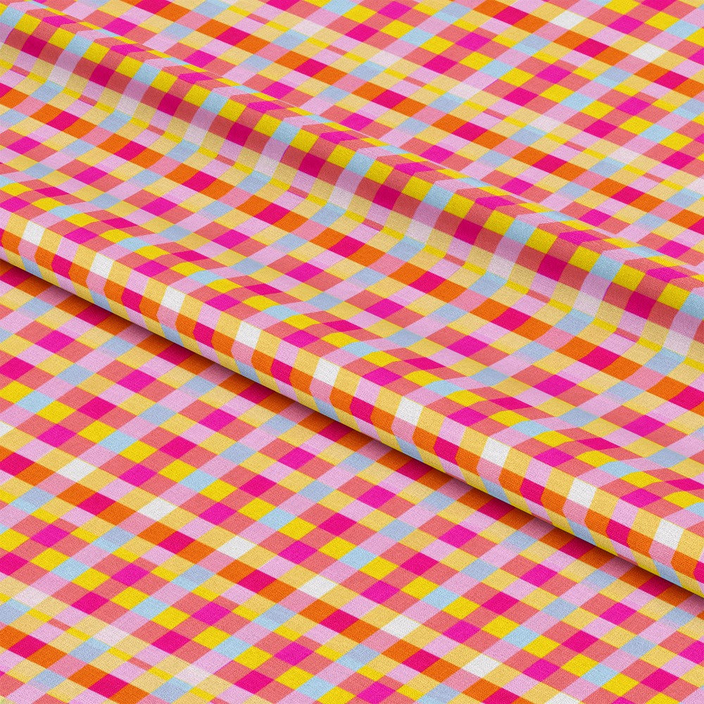 Neon Gingham Pattern 4 Quilting Cotton Fabric