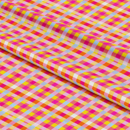 Neon Gingham Pattern 4 Quilting Cotton Fabric