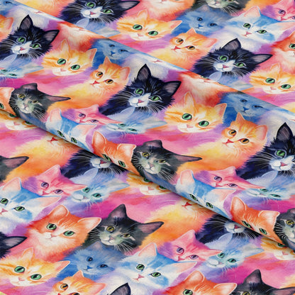 Colorful Packed Kittens Pattern 1 Quilting Cotton Fabric