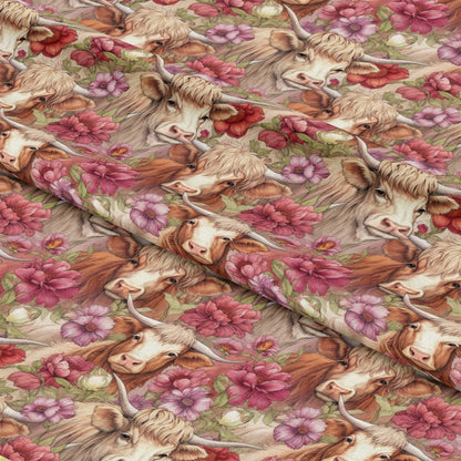 Pretty Highland Cows Pattern 19 Quilting Cotton Fabric