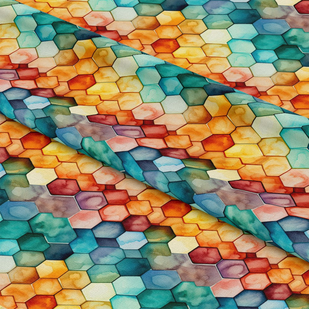 Watercolor Honeycomb Pattern 5 Quilting Cotton Fabric