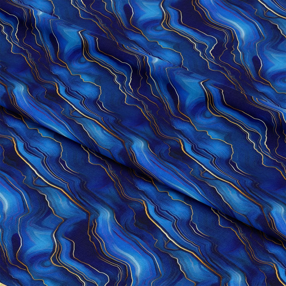 Royal Blue and Gold Agate Pattern 19 Quilting Cotton Fabric