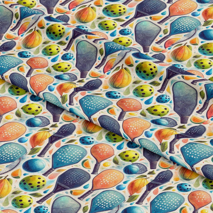 Watercolor Pickleball Pattern 3 Quilting Cotton Fabric