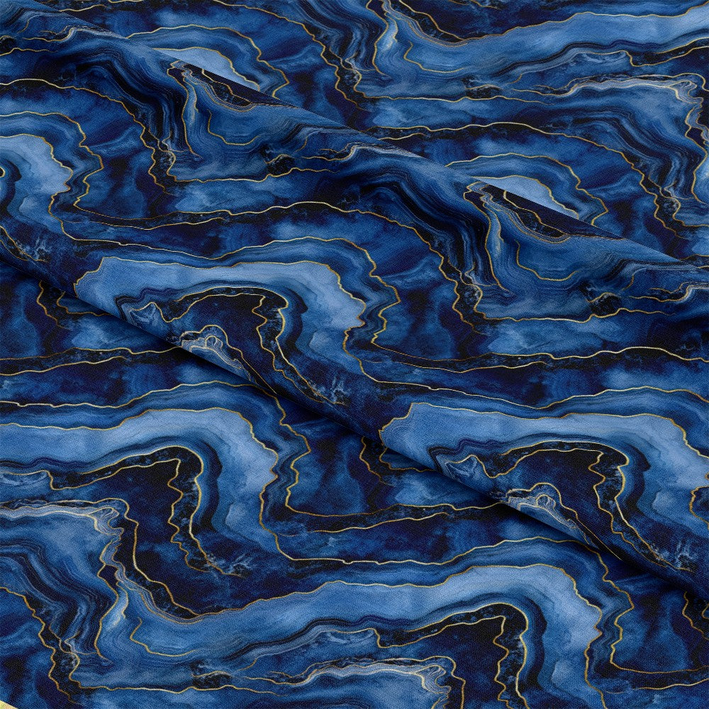 Royal Blue and Gold Agate Pattern 29 Quilting Cotton Fabric