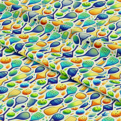 Watercolor Pickleball Pattern 9 Quilting Cotton Fabric