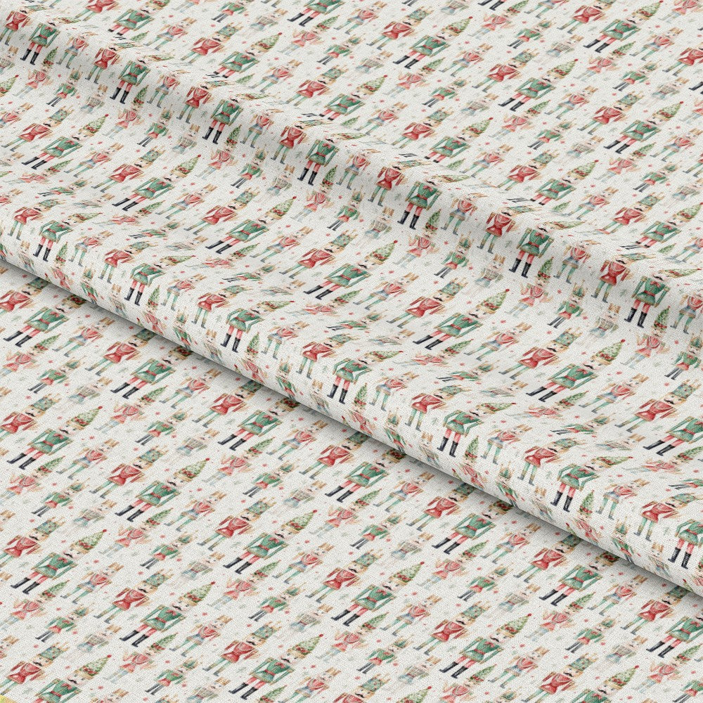 Watercolor Christmas Nutcrackers Allover Pattern 1 Quilting Cotton Fabric