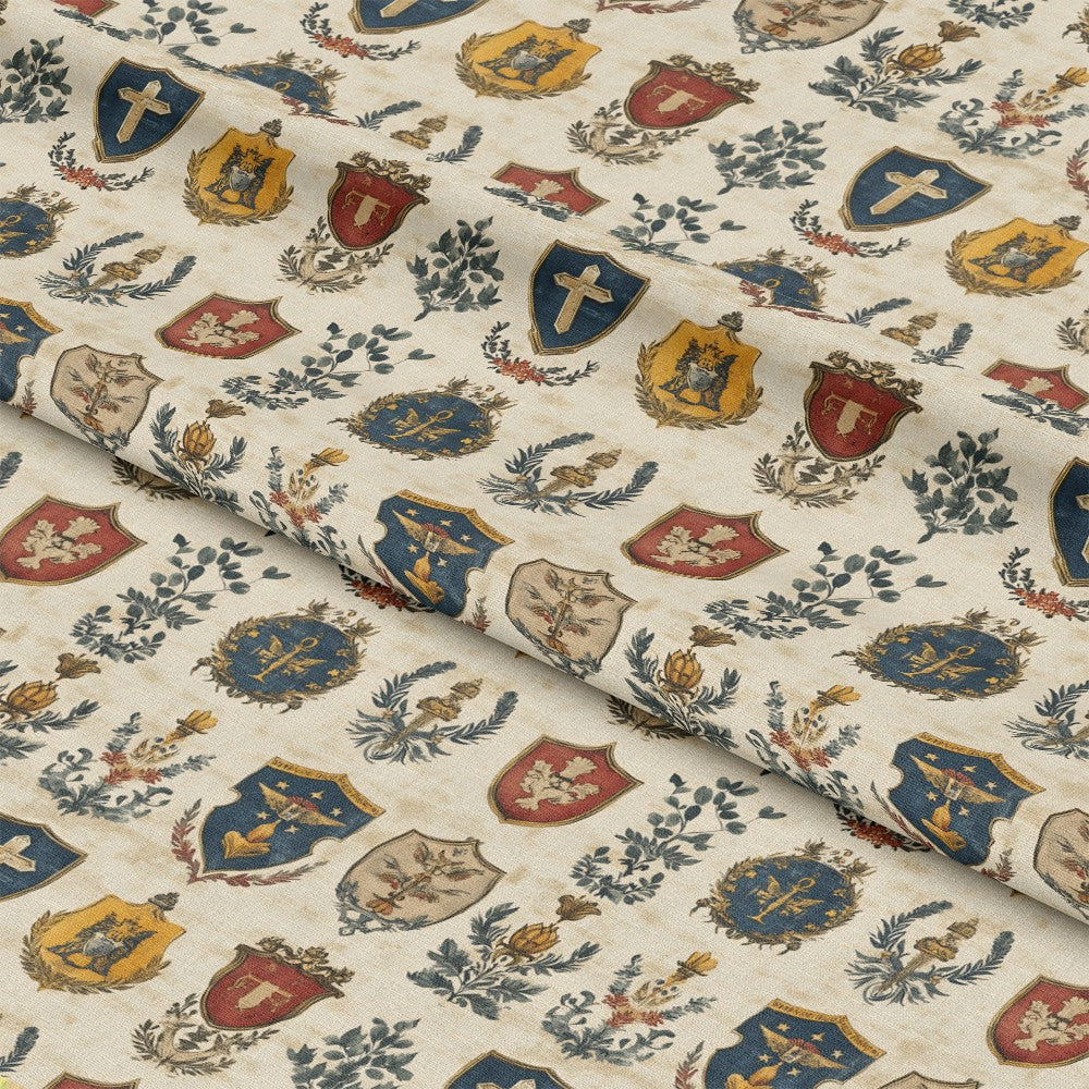 Rustic German Banners and Shields Pattern 20 Quilting Cotton Fabric