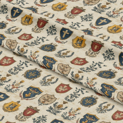 Rustic German Banners and Shields Pattern 20 Quilting Cotton Fabric