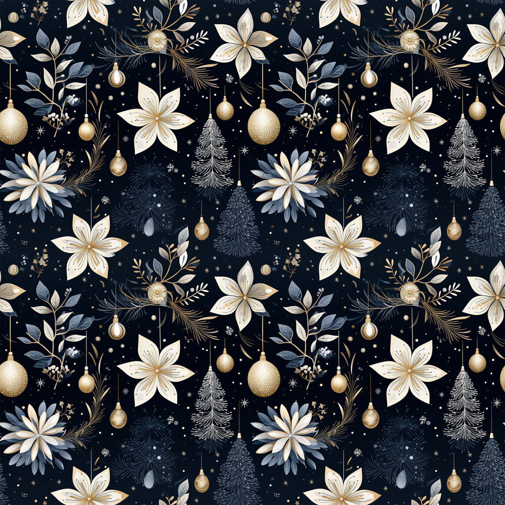 Navy and Cream Christmas Fat Quarter Bundle