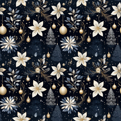 Navy and Cream Christmas Fat Quarter Bundle