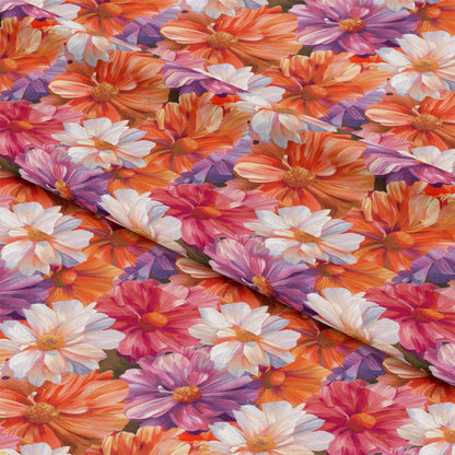 Realistic Flower Patch Pattern 4 Quilting Cotton Fabric