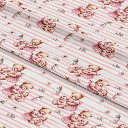 Pink Baby Teddy Bears Pattern 3 Quilting Cotton Fabric