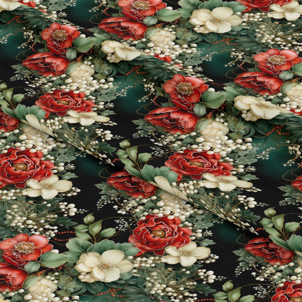Christmas Florals Pattern 5 Quilting Cotton Fabric