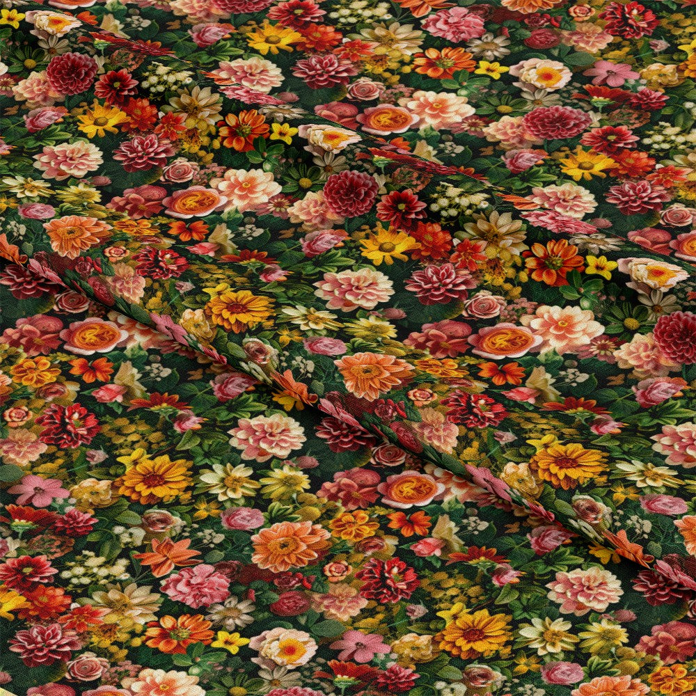 Realistic Flower Patch Pattern 17 Quilting Cotton Fabric