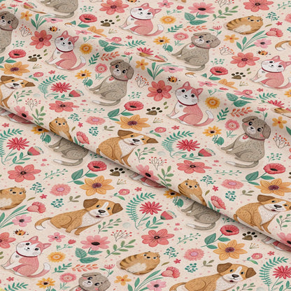 Heart and Paw Prints Pattern 7 Quilting Cotton Fabric