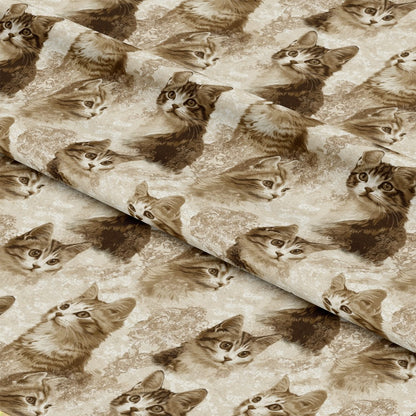 Vintage Cats With Lace Pattern 8 Quilting Cotton Fabric