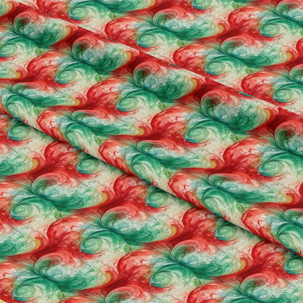 Watercolor Christmas Swirls Pattern 4 Quilting Cotton Fabric