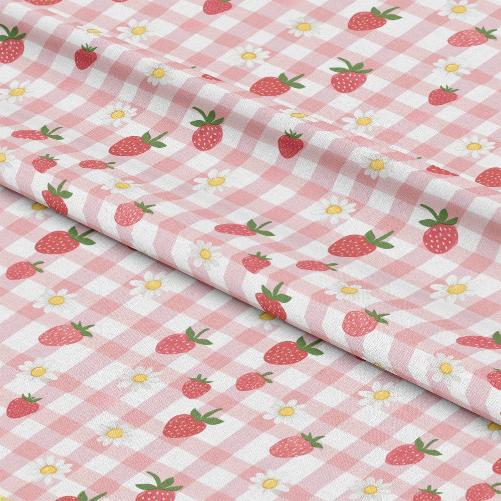Berries with Flowers Gingham Pattern 17 Quilting Cotton Fabric