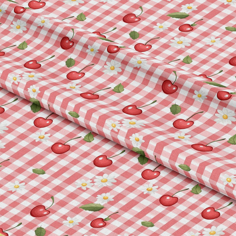 Berries with Flowers Gingham Pattern 9 Quilting Cotton Fabric