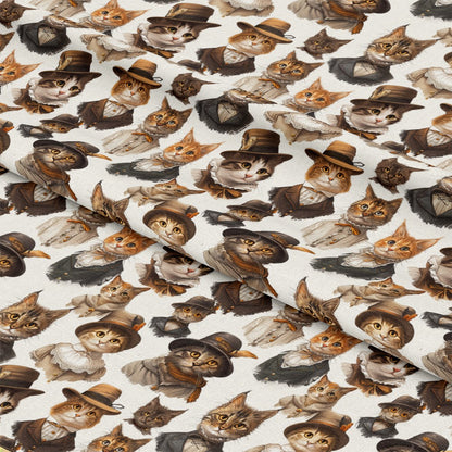Victorian Cats Pattern 3 Quilting Cotton Fabric