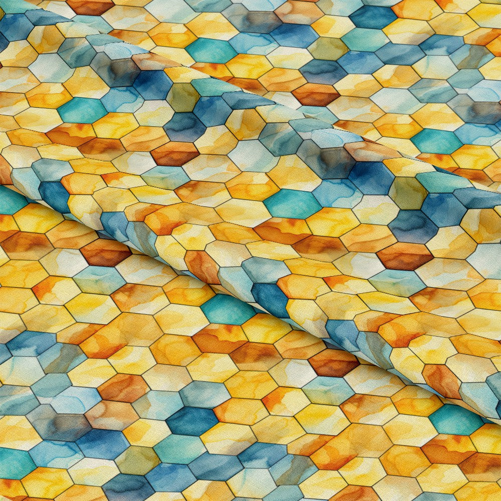 Watercolor Honeycomb Pattern 6 Quilting Cotton Fabric