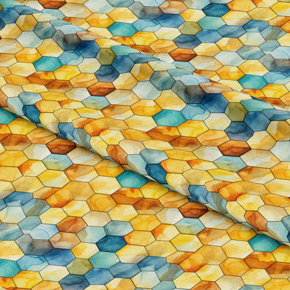 Watercolor Honeycomb Pattern 6 Quilting Cotton Fabric