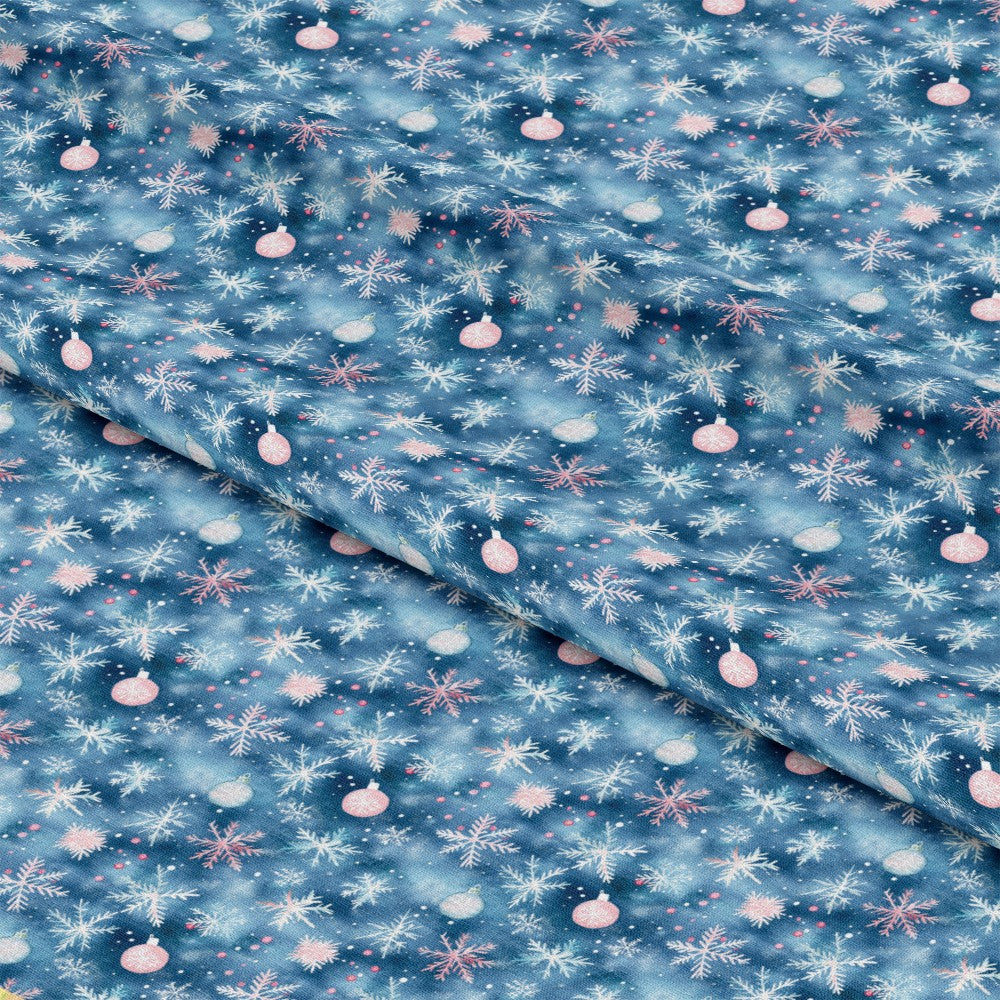 Watercolor Blue Christmas Pattern 9 Quilting Cotton Fabric