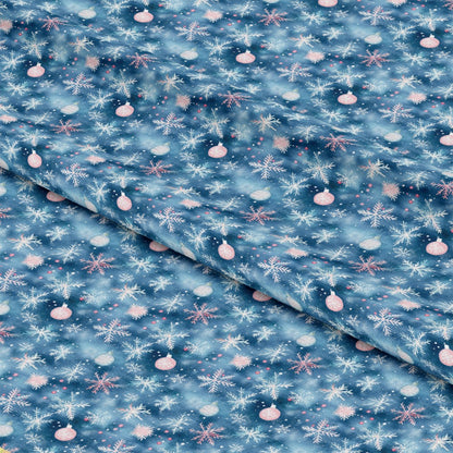 Watercolor Blue Christmas Pattern 9 Quilting Cotton Fabric