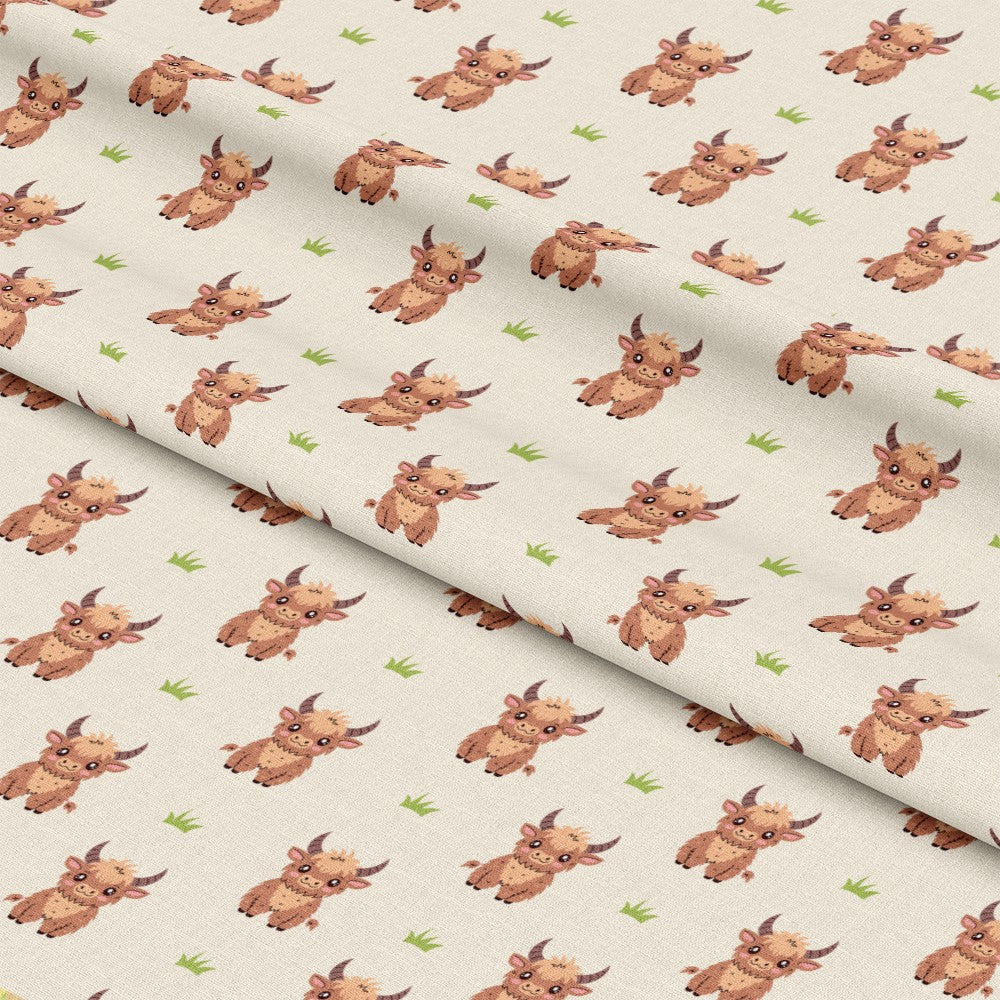 Cute Baby Highland Cows Pattern 1 Quilting Cotton Fabric