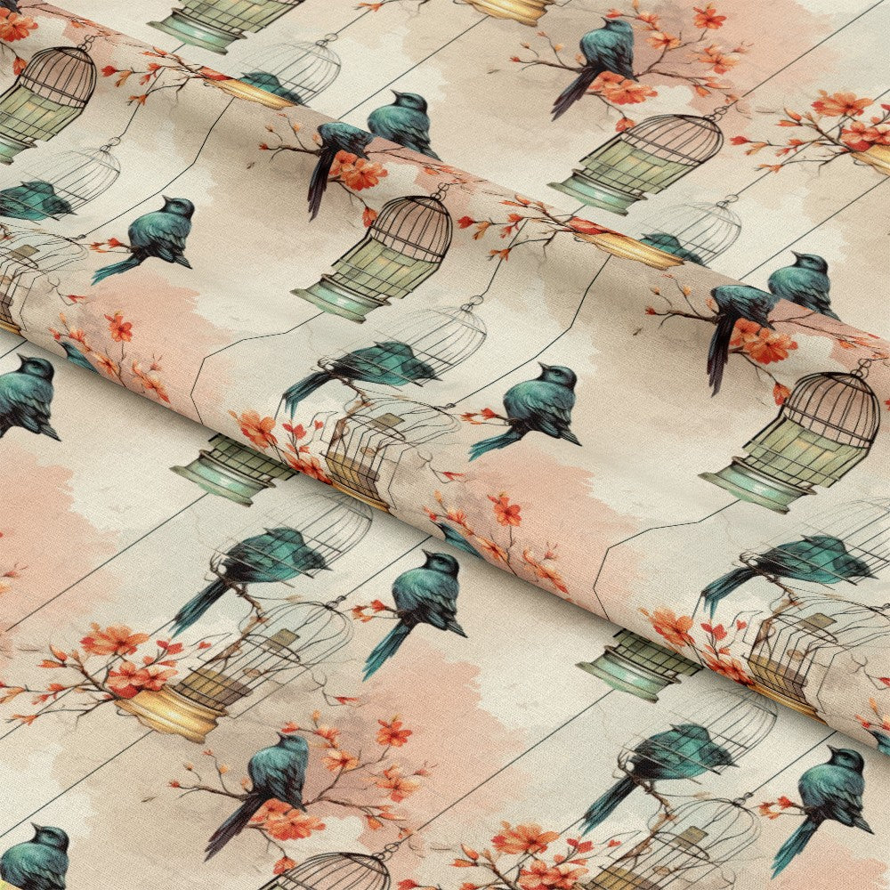 Vintage Birdcages Pattern 1 Quilting Cotton Fabric