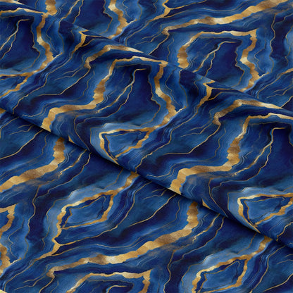 Royal Blue and Gold Agate Pattern 4 Quilting Cotton Fabric