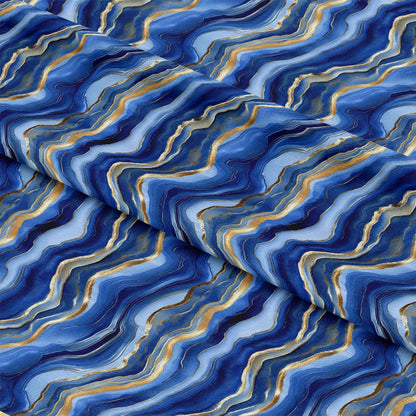 Royal Blue and Gold Agate Pattern 7 Quilting Cotton Fabric