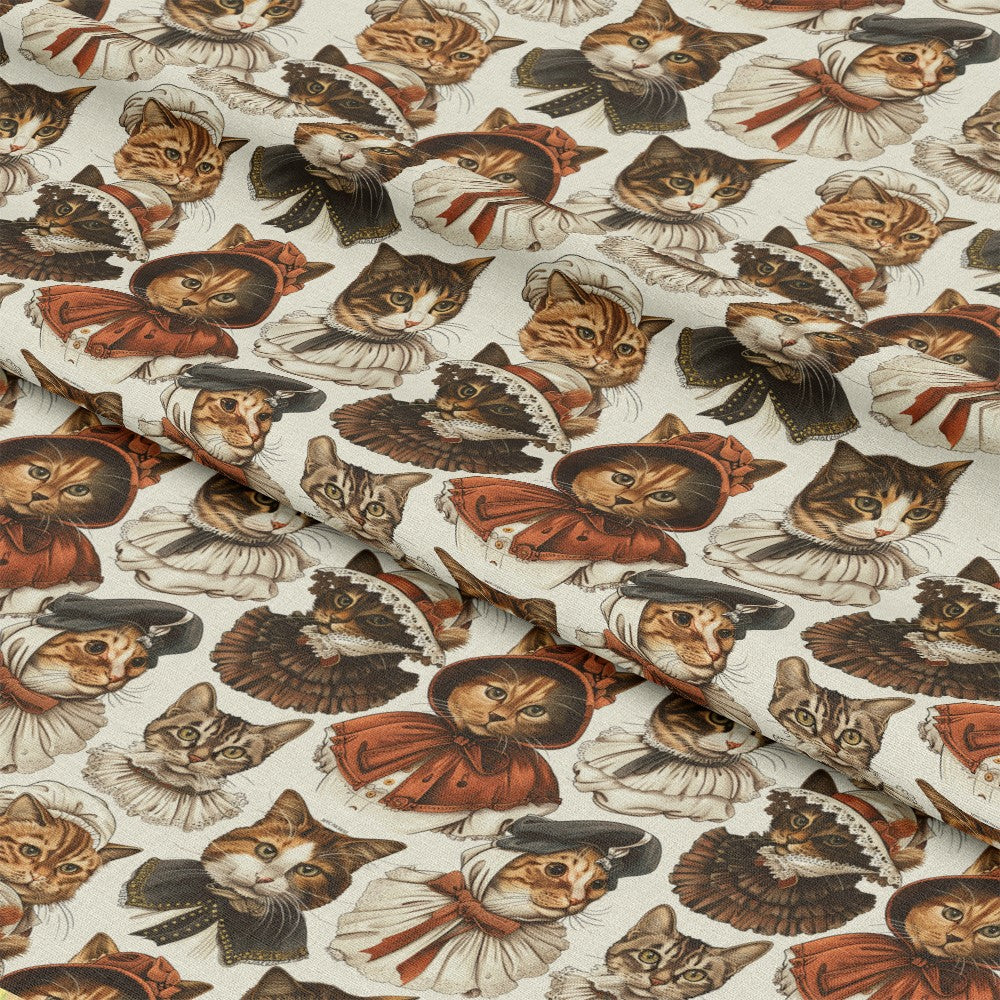 Victorian Cats Pattern 7 Quilting Cotton Fabric