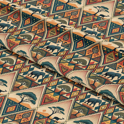 African Tribal Pattern 8 Quilting Cotton Fabric