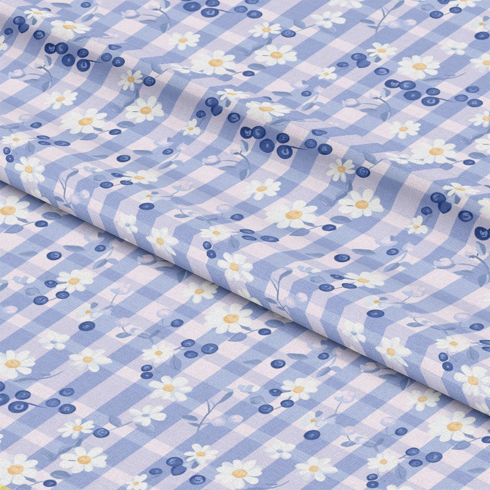 Berries with Flowers Gingham Pattern 13 Quilting Cotton Fabric