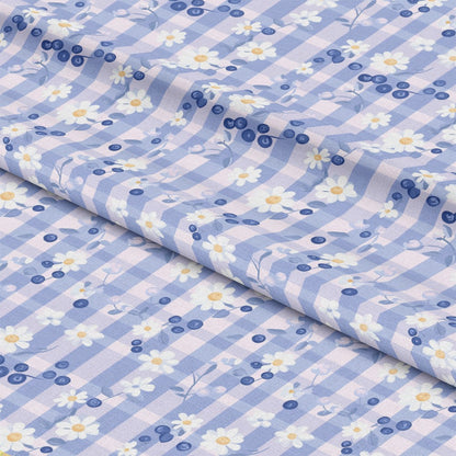 Berries with Flowers Gingham Pattern 13 Quilting Cotton Fabric