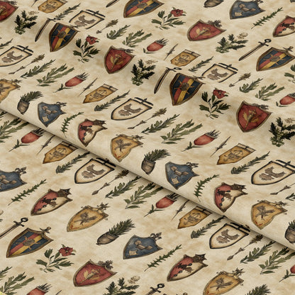 Rustic German Banners and Shields Pattern 18 Quilting Cotton Fabric