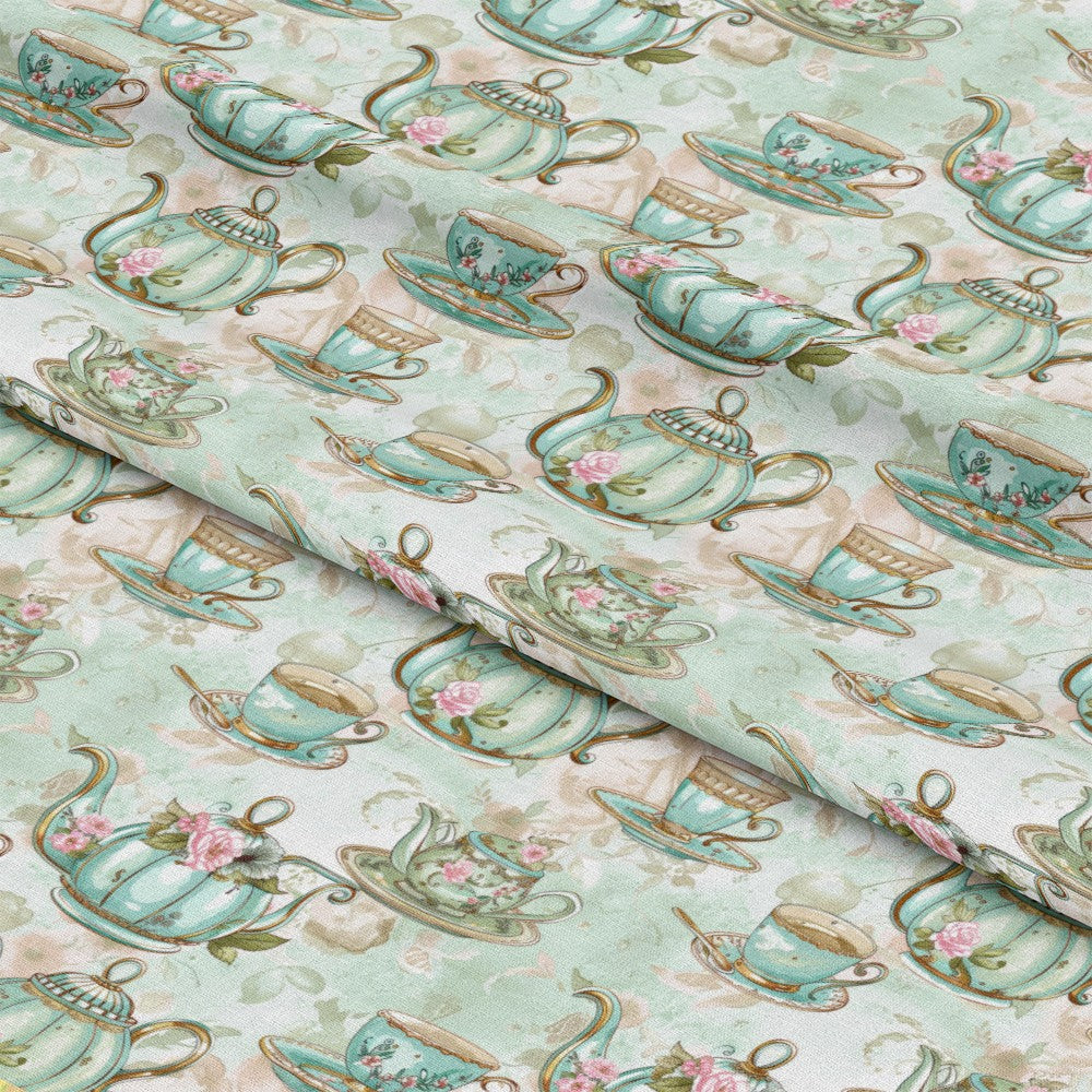 Whimsical Tea Party Pattern 10 Quilting Cotton Fabric
