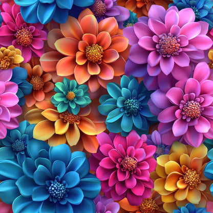 3D Colorful Florals Fat Quarter Bundle