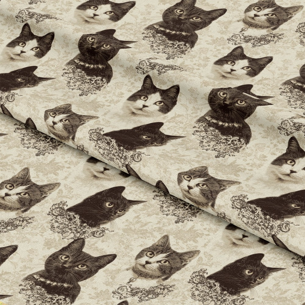 Vintage Cats With Lace Pattern 2 Quilting Cotton Fabric