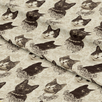 Vintage Cats With Lace Pattern 2 Quilting Cotton Fabric