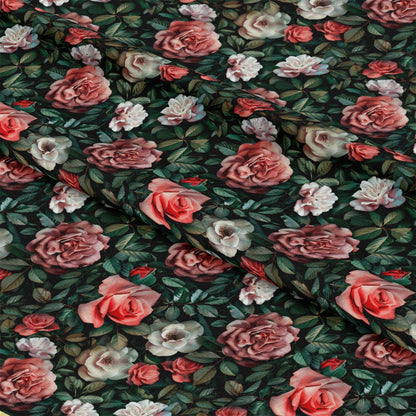 Realistic Flower Patch Pattern 7 Quilting Cotton Fabric