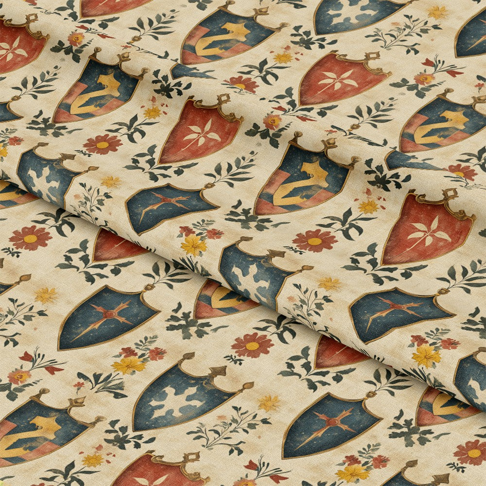Rustic German Banners and Shields Pattern 1 Quilting Cotton Fabric