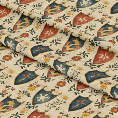 Rustic German Banners and Shields Pattern 1 Quilting Cotton Fabric