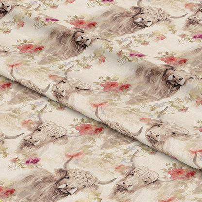 Highland Cows on the Farm Pattern 10 Quilting Cotton Fabric