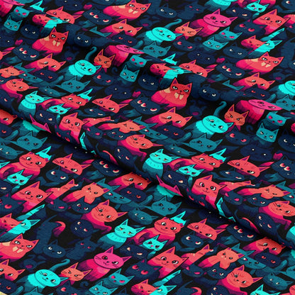Suspicious Cats Pattern 5 Quilting Cotton Fabric